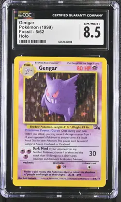 CGC 8.5 Gengar 1999 Fossil 5/62 Holo Pokemon Card psa - Image 1