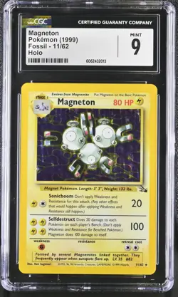 CGC 9 MINT Magneton 1999 Fossil 11/62 Holo Pokemon Card psa - Image 1