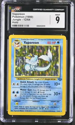 CGC 9 MINT Vaporeon 1999 Jungle 12/64 Holo Pokemon Card psa - Image 1