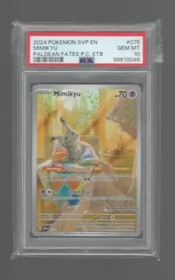 POKEMON PSA 10 Paldean Fates Mimikyu 075 Pokemon Center Promo SVP - Image 1