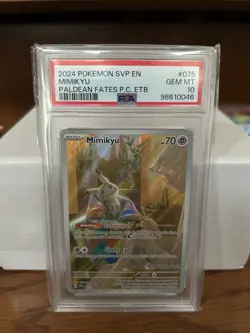 POKEMON PSA 10 Paldean Fates Mimikyu 075 Pokemon Center Promo SVP - Image 2