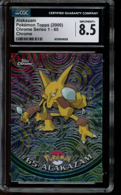 CGC 8.5 NM/MINT+ Pokemon Alakazam Topps Chrome Series 1 Chrome 65 - Image 1