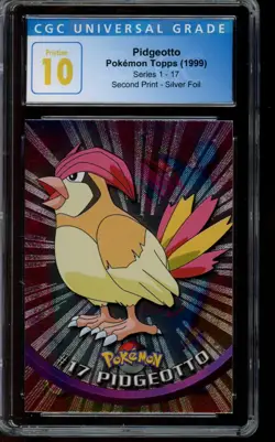 CGC 10 PRISTINE Pokemon Pidgeotto Topps Series 1 Second Print Silver Foil 17 - Image 1
