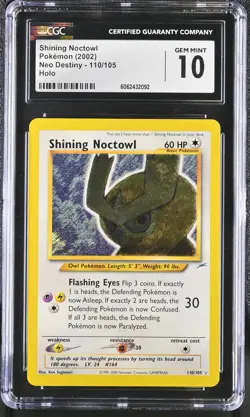 CGC 10 GEM MINT Shining Noctowl 2002 Neo Destiny 110/105 Holo Pokemon Card - Image 1