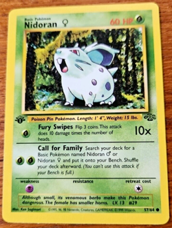 Pokemon TCG First Edition Nidoran 1999 Wizards Of The Coast Jungle Card Set 57 - Image 1