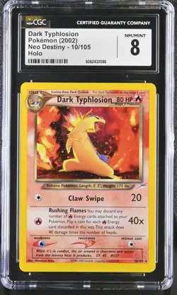 CGC 8 Dark Typhlosion 2002 Neo Destiny 10/105 Holo Pokemon Card psa - Image 1