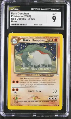 CGC 9 MINT Dark Donphan 2002 Neo Destiny 3/105 Holo Pokemon Card psa - Image 1