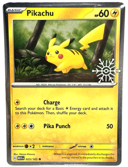Pikachu 025/165 Pokemon TCG Holiday Calendar 2025 Holo Festive Stamp Promo Card - Image 1