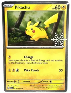 Pikachu 025/165 Pokemon TCG Holiday Calendar 2025 Holo Festive Stamp Promo Card - Image 1