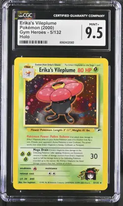 CGC 9.5 MINT Erika's Vileplume 2000 Gym Heroes 5/132 Holo Pokemon Card psa - Image 1