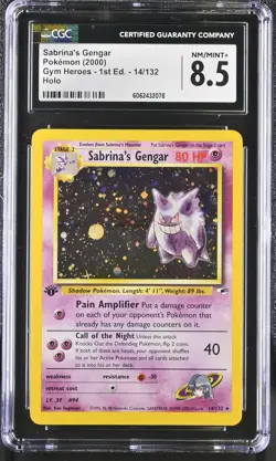 CGC 8.5 Sabrina's Gengar Gym Heroes 1st Edition 14/132 Holo Pokemon Card - Image 1