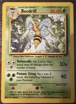 Pokemon TCG Beedrill Card 17/102 Base Set - Image 1