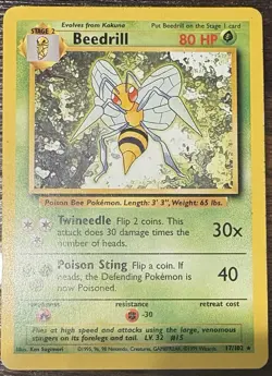 Pokemon TCG Beedrill Card 17/102 Base Set - Image 2