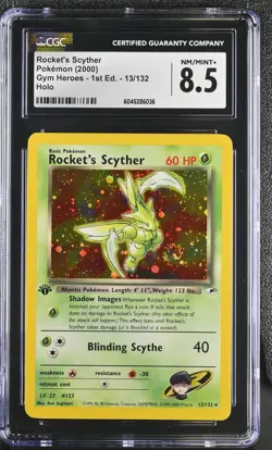 CGC 8.5 Rocket's Scyther Gym Heroes 1st Edition 13/132 Holo SWIRL Pokemon Card - Image 1