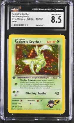 CGC 8.5 Rocket's Scyther Gym Heroes 1st Edition 13/132 Holo SWIRL Pokemon Card - Image 1