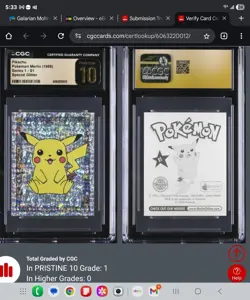 1998 Pokemon Merlin Series 1 Pikachu S1 CGC PRISTINE 10 Graded Top POP!! 1 OF 1 - Image 1