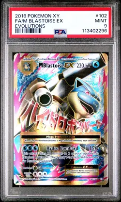 2016 POKEMON XY EVOLUTIONS #102 FULL ART/M BLASTOISE EX PSA 9 - Image 1