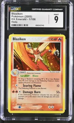 CGC 9 MINT Blaziken 2005 EX Emerald 1/106 Holo Pokemon Card psa - Image 1