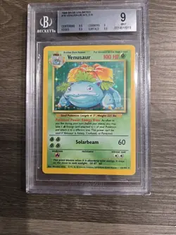 Pokemon TCG Venusaur Holo Rare Base Set Unlimited 1999 #15 WOTC BECKETT 9 MINT - Image 1
