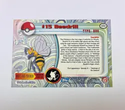 1999 Topps Pokemon TV Animation Series 1 Beedrill #15 Blue Logo Non Holo M/NM - Image 2