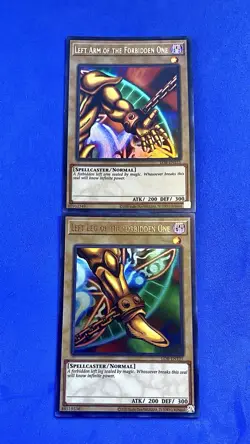 Yugioh -Exodia Left Arm&Left Leg LOB-EN121-123 25th Anniversary Ultra Rare Mint - Image 1