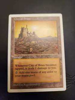 City of Brass Magic the gathering card commander white bordered mtg 1997 5th ed - Image 1