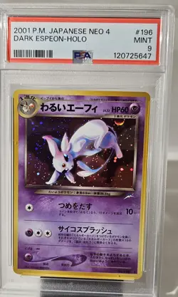 2001 Pokemon Japanese Neo-4 Destiny Dark ESPEON- HOLO Card # 196 GRADED PSA- 9 - Image 1