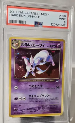 2001 Pokemon Japanese Neo-4 Destiny Dark ESPEON- HOLO Card # 196 GRADED PSA- 9 - Image 2