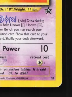 Unown J 38 HP Wizards Black Star Promos English Pokemon Card TCG - Image 3