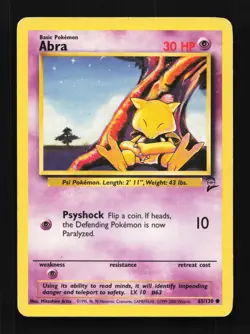 Abra 65/130 HP Base Set 2 English Pokemon Card TCG - Image 1