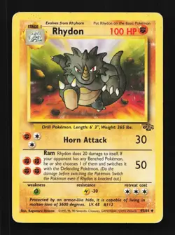 Rhydon 45/64 HP Jungle English Pokemon Card TCG - Image 1