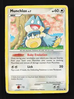 Munchlax 68/100 HP Majestic Dawn English Pokemon Card TCG - Image 1