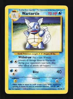 Wartortle 42/102 HP Base Set English Pokemon Card TCG - Image 1