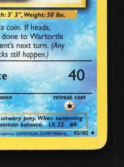 Wartortle 42/102 HP Base Set English Pokemon Card TCG - Image 3