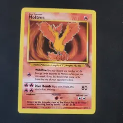 1999 Pokemon Unlimited Fossil Moltres 27/62 NON Holo LP - Image 1