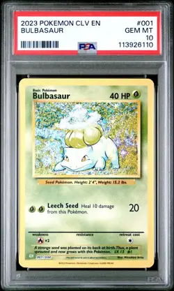 2023 POKEMON CLV-TRADING CARD GAME CLASSIC #001 BULBASAUR PSA 10 - Image 1
