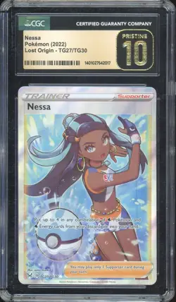 CGC 10 PRISTINE Nessa TG27/TG30 Lost Origin Trainer Gallery Pokemon Card SWSH - Image 1