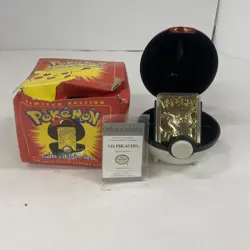 23K Gold Plated Pikachu Pokemon trading card Poke Ball Limited Edition NIB - Image 1