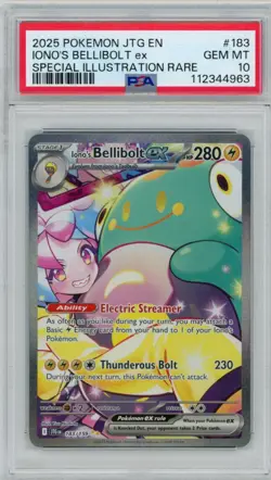 2025 Pokemon JTG Iono's Bellibolt EX 183/159 Special Illustration Rare PSA 10 C - Image 1