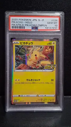 Pikachu Japanese PikaPika! Holo Promo Pokemon Card 124/S-P PSA 10 Gem Mint - Image 1