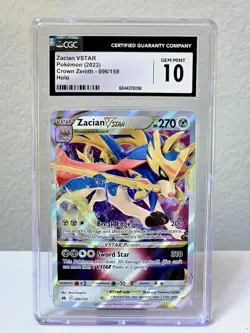 Zacian VSTAR 096/159 Crown Zenith Full Art Double Rare Pokemon Card 2023 CGC 10 - Image 1