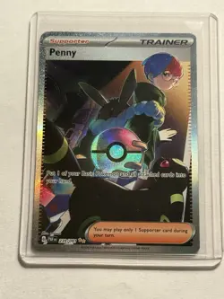 Pokemon TCG Penny Paldean Fates Trainer Holo Card 239/091 Illustration Rare - Image 1