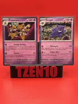 2 Card Set Alakazam & Gengar Holo Rare Pokemon TCG 151 & Twilight Masquerade NM - Image 1