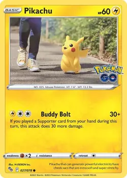 Pikachu 027/078 Common LP-NM - Pokemon TCG Sword & Shield Pokemon Go PGO - Image 3