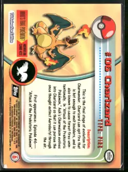 1999 Topps Pokemon TV Animation Edition Series 1 Charizard #6 d8k Black Logo NM - Image 2