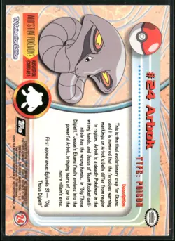 1999 Topps Pokemon TV Animation Edition Series 1 #24 arbok Black Topps Logo Foil - Image 2
