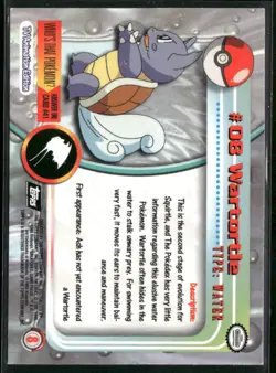 1999 Topps Pokemon TV Animation Edition Series 1 #8 Wartortle Blue Topps Logo - Image 2