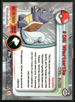 1999 Topps Pokemon TV Animation Edition Series 1 #8 Wartortle Blue Topps Logo - Image 2