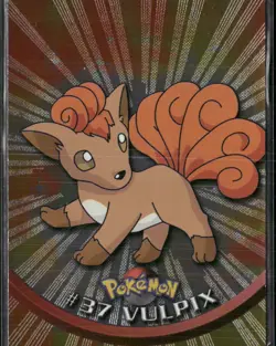 1999 Topps Pokemon TV Animation Edition Series 1 #37 Vulpix Blue Topps Logo Foil - Image 1