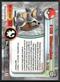 Pokemon Blastoise #9 Topps Foil Trading Cards Series 1 Vintage 1999 - Image 2